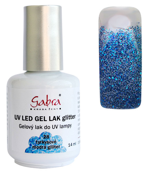 UV gel lak GABRA 28 tyrkysově modrá glitter 14 ml | NEHTOVÁ MODELÁŽ - Gel laky UV gel lak GABRA 28 tyrkysově modrá glitter 14 ml | NEHTOVÁ MODELÁŽ - Gel laky